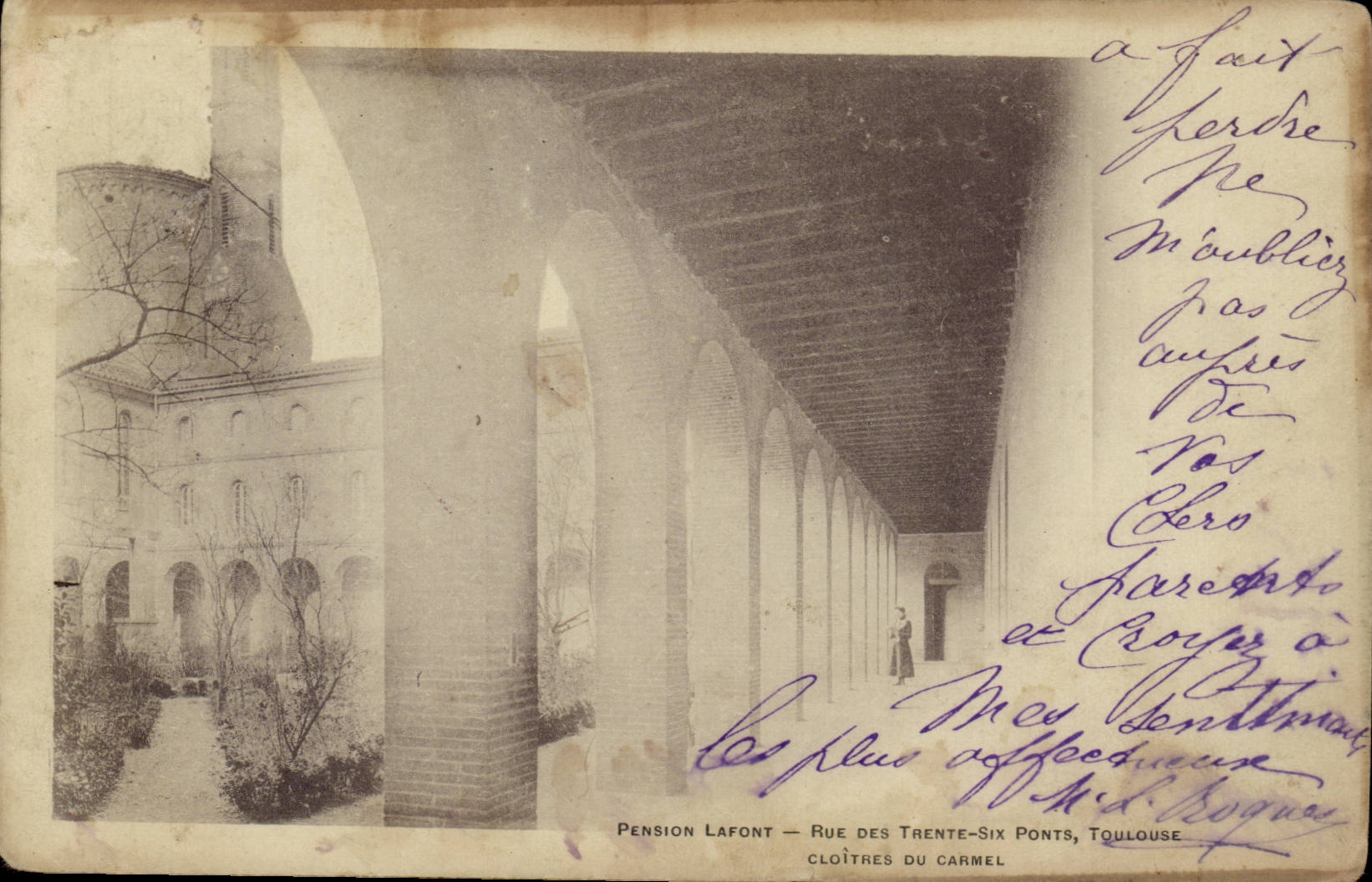Pension Lafont — Rue des Trente-Six Ponts, Toulouse — Cloître des Carmes