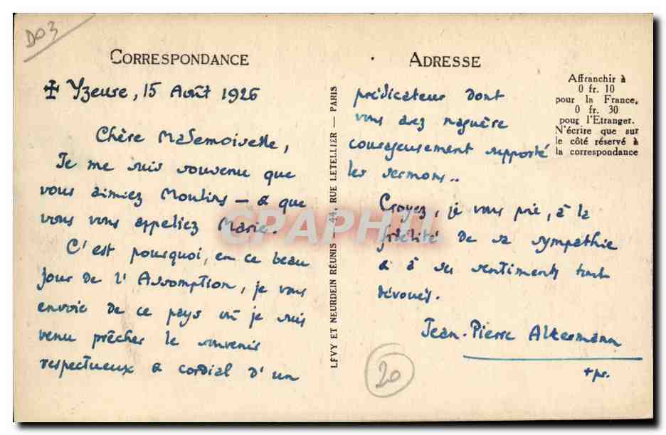 Moulins CPA L'abside de la cathedrale — Rückseite
