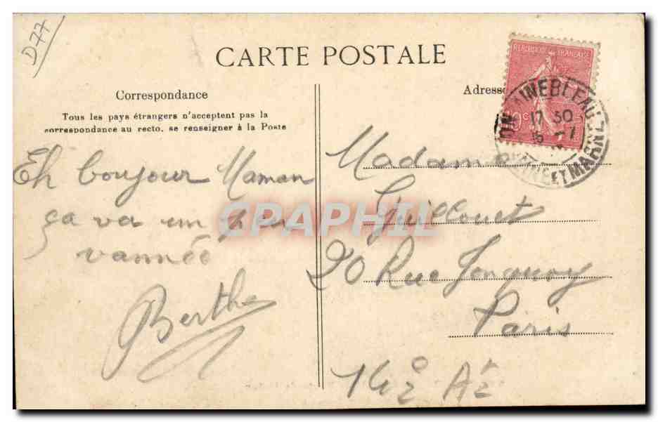 Fontainebleau — Route de Melun — Kapelle des Guten Helfers — E. L. D. — Rückseite