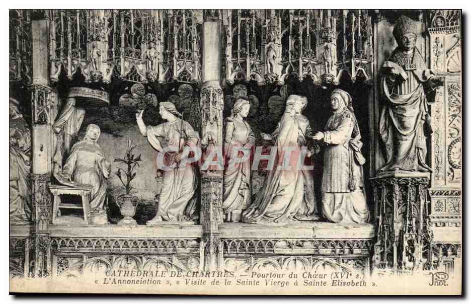 Chartreser Kathedrale — Chorquerk (16. Jahrhundert) — Die Verkündigung, Besuch der Heiligen Jungfrau bei Saint Elisabeth