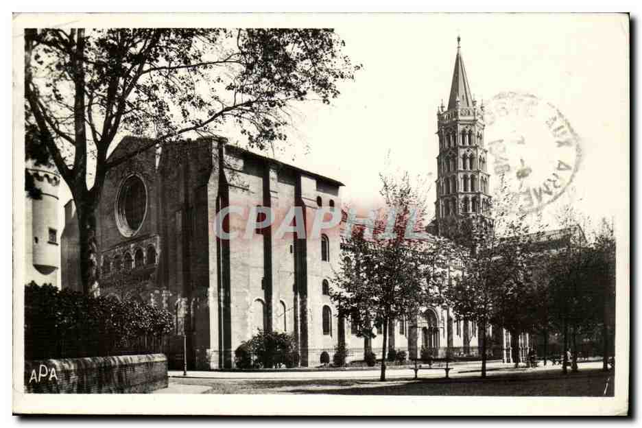 Toulouse CPA Basilique et place Saint SErnin Cote sud