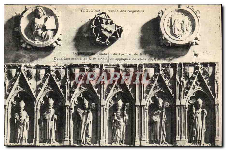 Toulouse - Musée des Augustins - Fragmente des Grabmals des Kardinals de la Jume und Schlüsselapplikationen des 14. Jahrhunderts