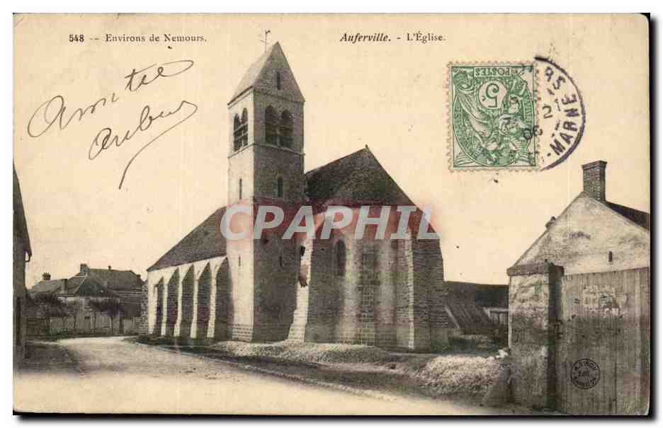 Auferville CPA L eglise Environs de Nemours