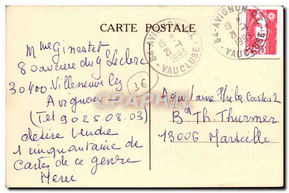 Villeneuve les Avignon CPA La nouvelle eglise de Candau Bellevue dediee a Sainte Therese de l enfant Jesus — Rückseite