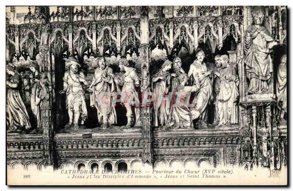 Cathédrale de Chartres — Pourtour du Chœur (XVIe siècle). « Jésus et les Disciples d'Emmaüs », « Jésus et Saint Thomas »
