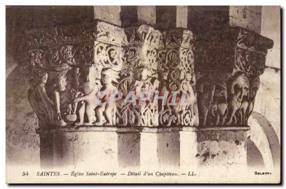 Saintes CPA Eglise Saint Eutrope Detail d un chapiteau