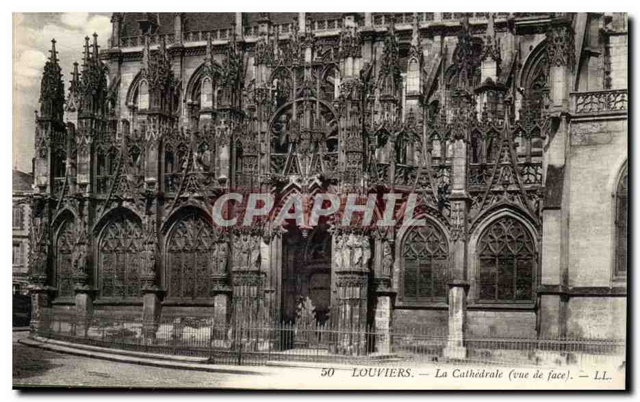 Louviers CPA La cathedrale (vue de face)