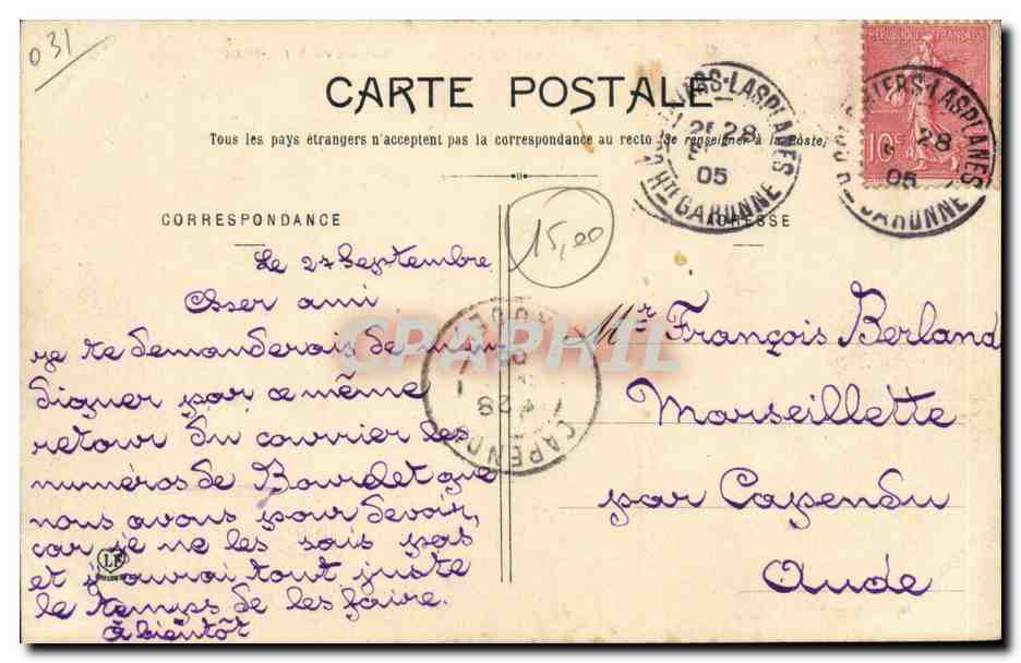 Toulouse CPA Basilique Saint Sernin  — Verso