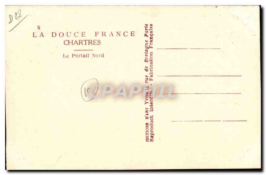 CPA Chartres Le portail nord — Verso