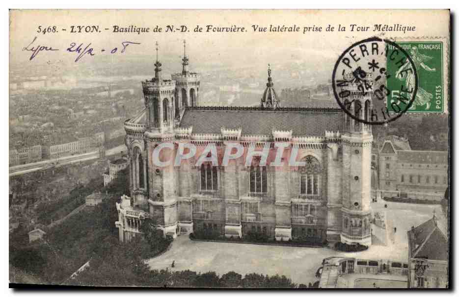 LYON - Basilica of Notre-Dame de Fourvière - Side View from the Metal Tower - Publisher: 5468