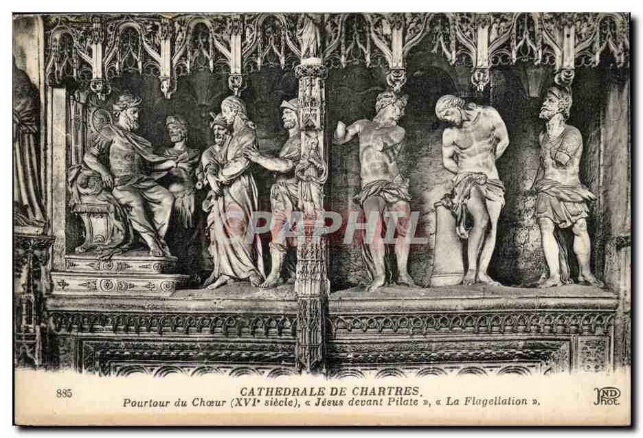 CPA CAthedrale de Chartres Pourtour du choeur Jesus devant Pilate La flagellation