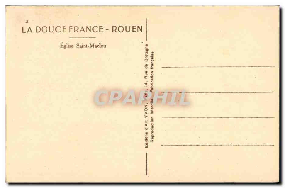 Rouen CPA Eglise Saint Maclou — Verso