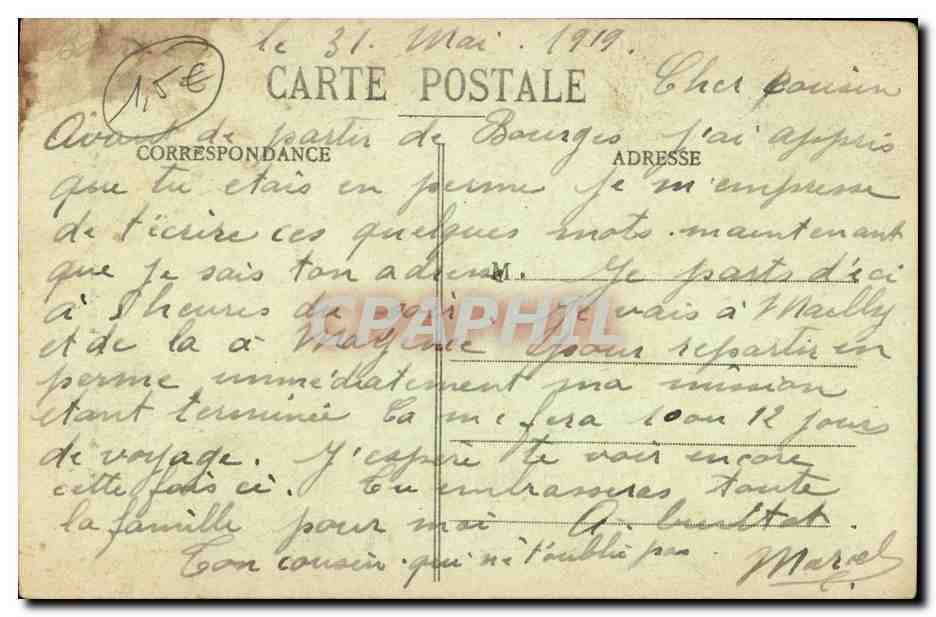 Bourges CPA cathedrale Portail Saint Guillaume — Rückseite