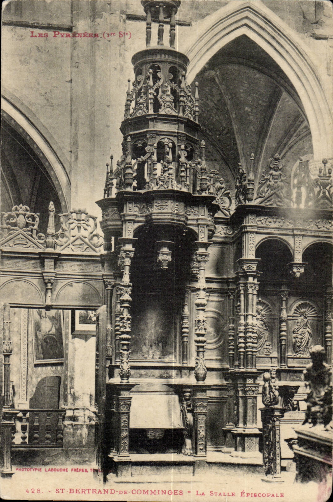 St-Bertrand-de-Comminges — La Stalle Épiscopale — Phototypie Labouche Frères, n°428
