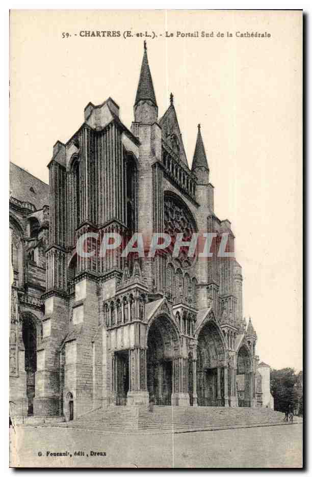 Chartres CPA La cathedrale portail sud