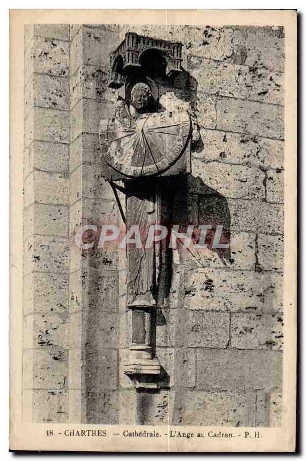 Chartres CPA La cathedrale l'ange au cadran solaire