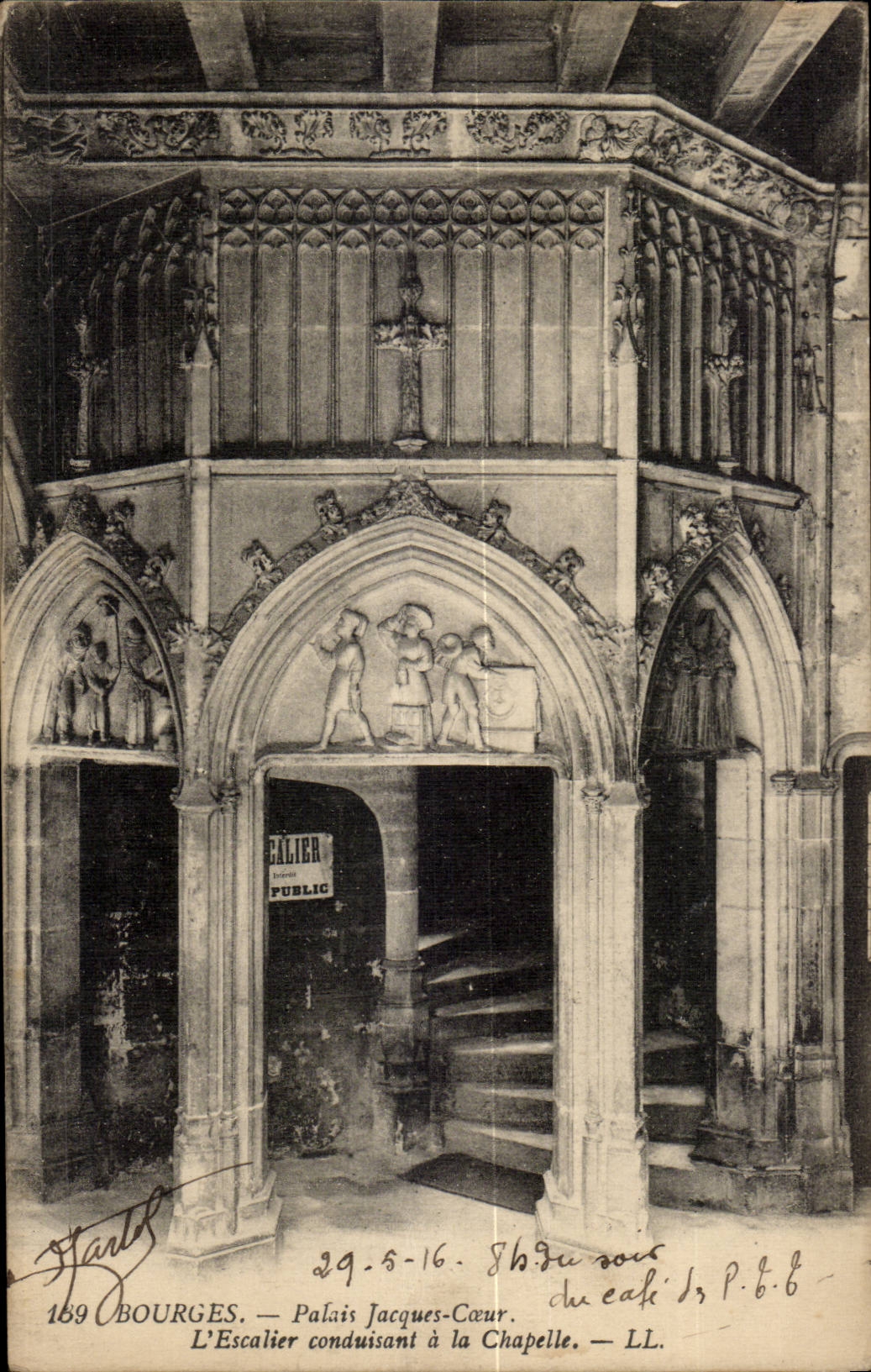 Bourges — Palais Jacques-Cœur. L'Escalier conduisant à la Chapelle — Éditeur LL, n° 169