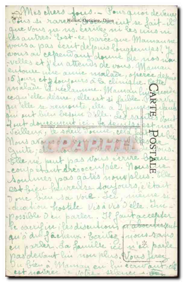 Dijon CPA Hopital Chapelle dite Jerusalem — Verso