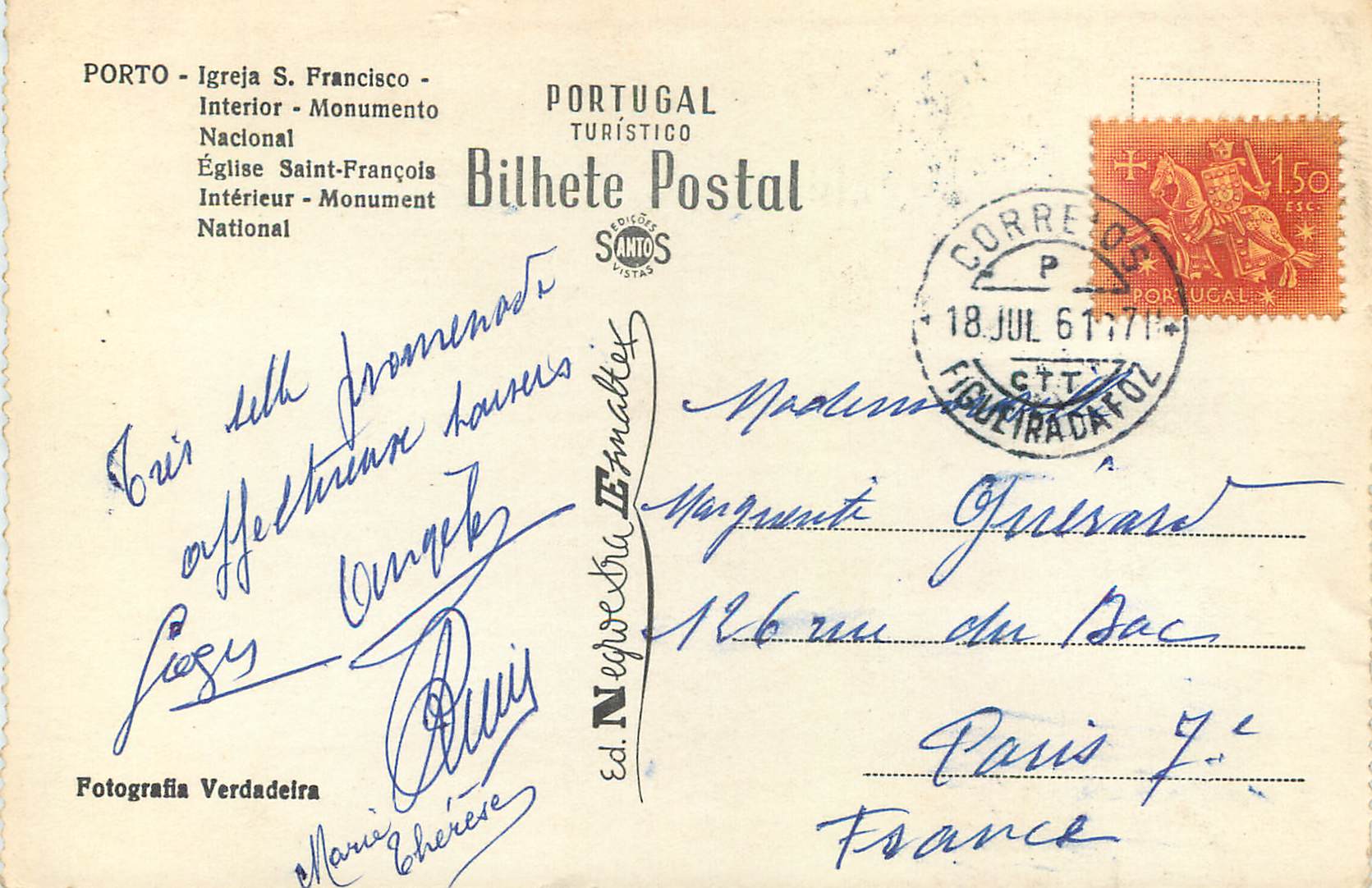 CPM Porto Eglise Saint Francois Interieur Monument National  — Rückseite