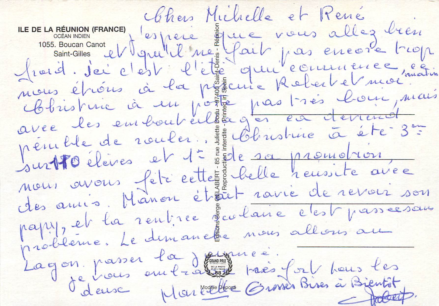 CPM Ile de la Reunion Boucan Canot Saint Gilles  — Rückseite