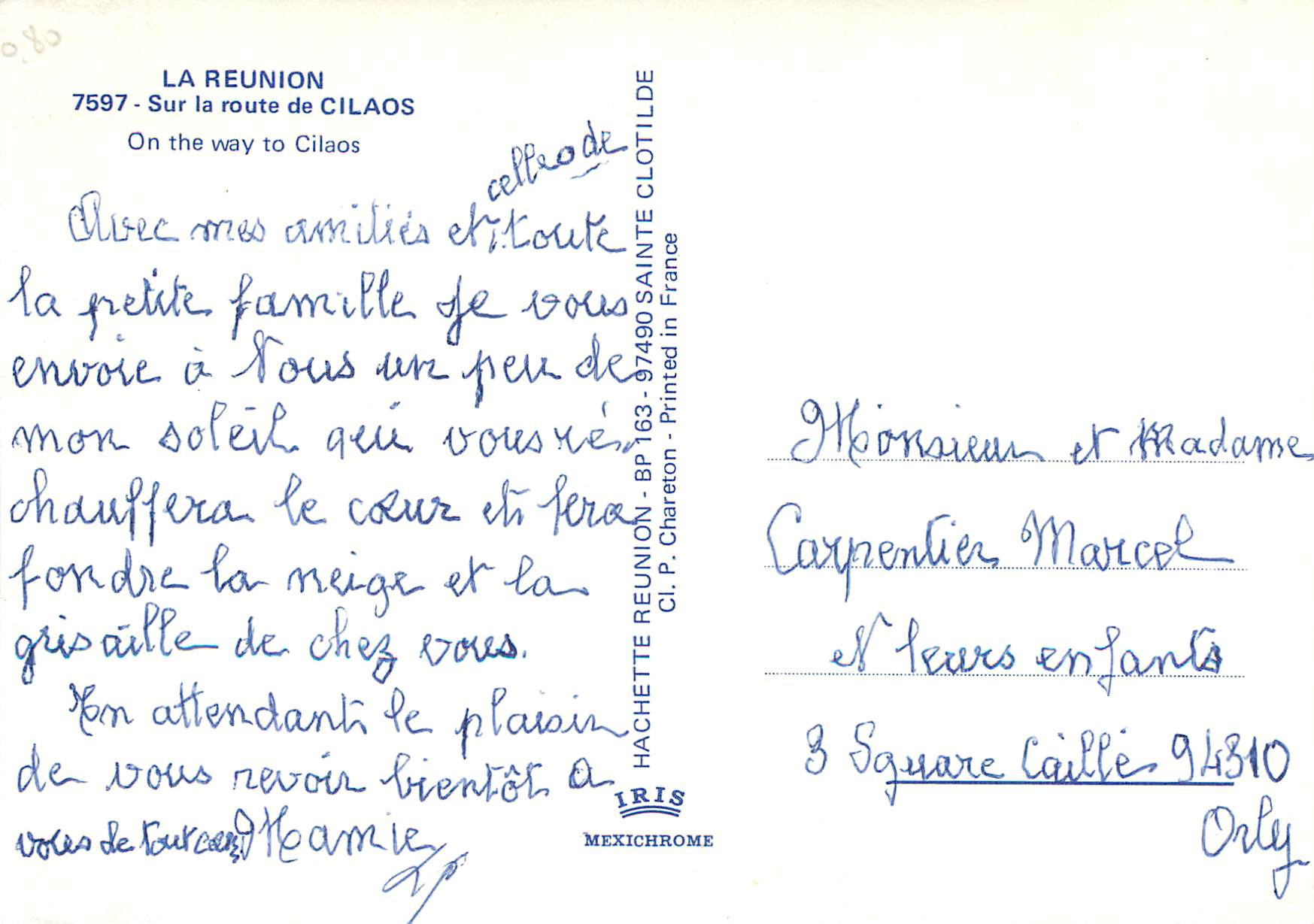 CPM La Reunion Sur la route de Cilaos  — Rückseite