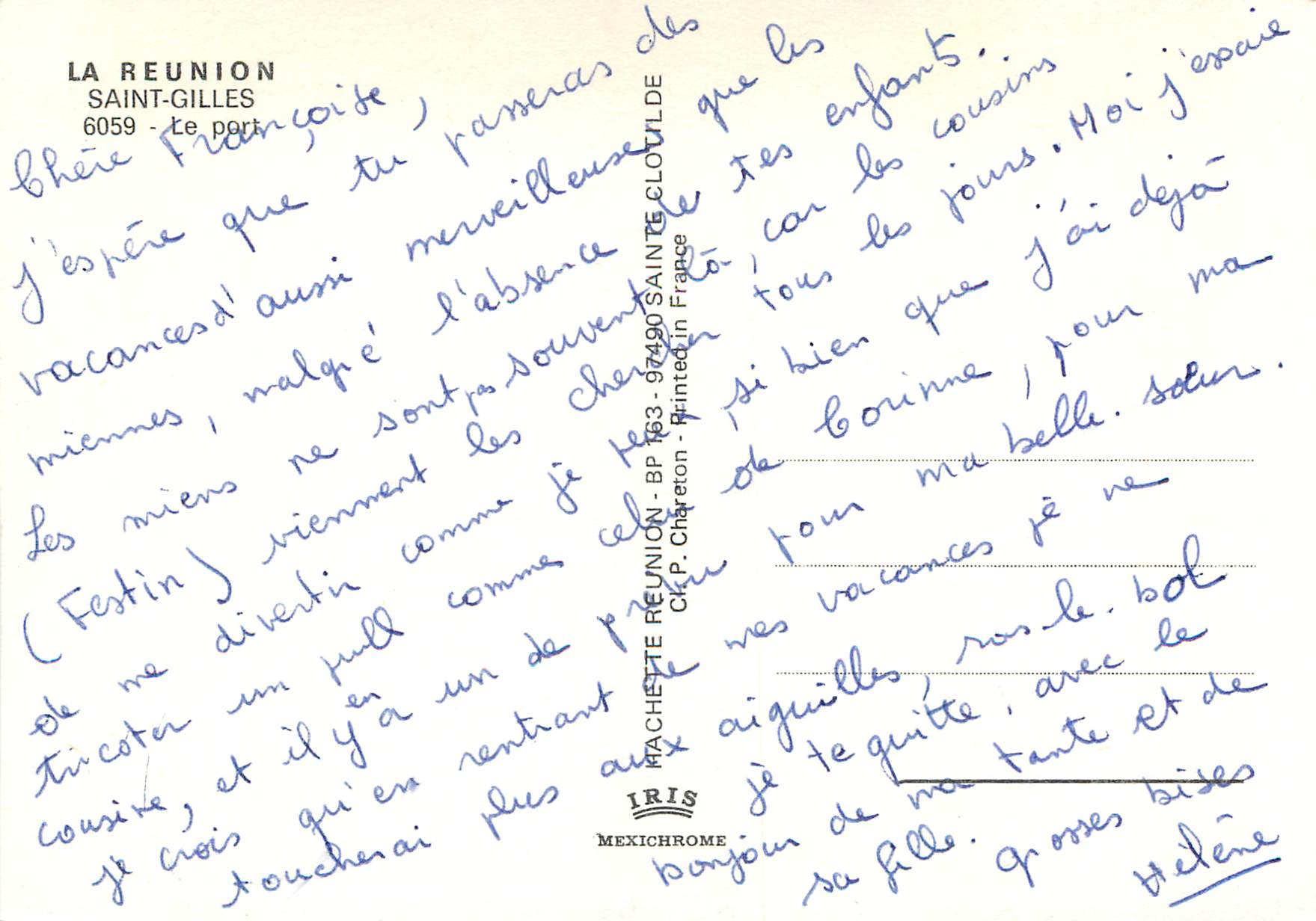 CPM La Reunion Saint Gilles Le port Bateaux — Rückseite