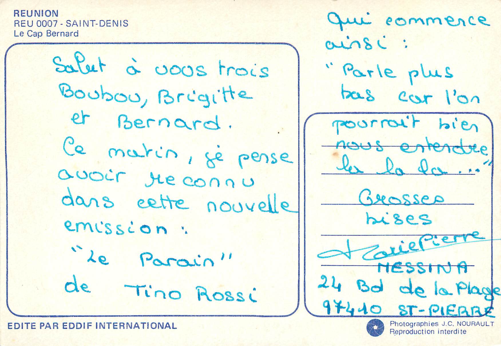 CPM Reunion Saint Denis Le Cap Bernard  — Back