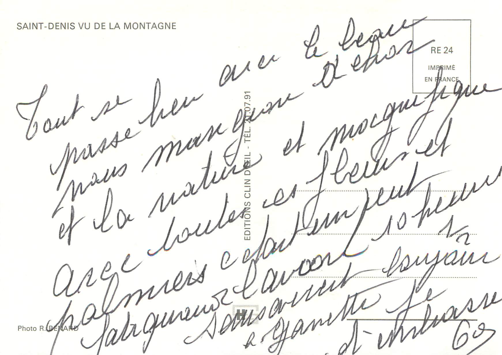CPM Ile de la Reunion Saint Denis vu de la montagne  — Back