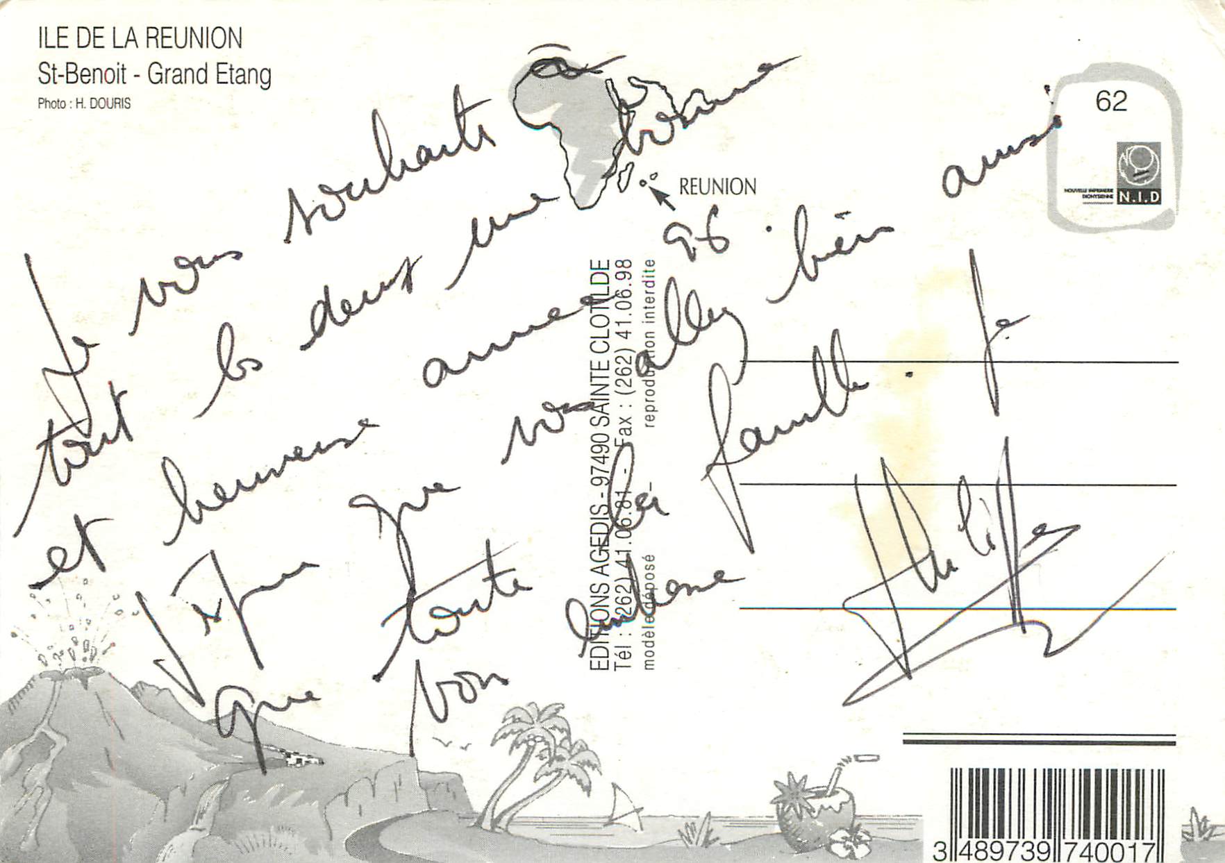 CPM Ile de la Reunion St Benoit Grand Etang  — Rückseite