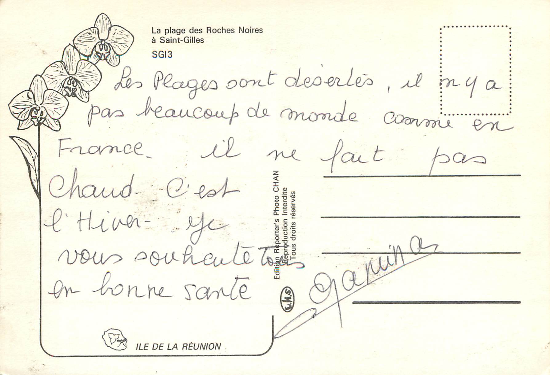 CPM Ile de la Reunion La plage des roches noires a Saint Gilles  — Rückseite