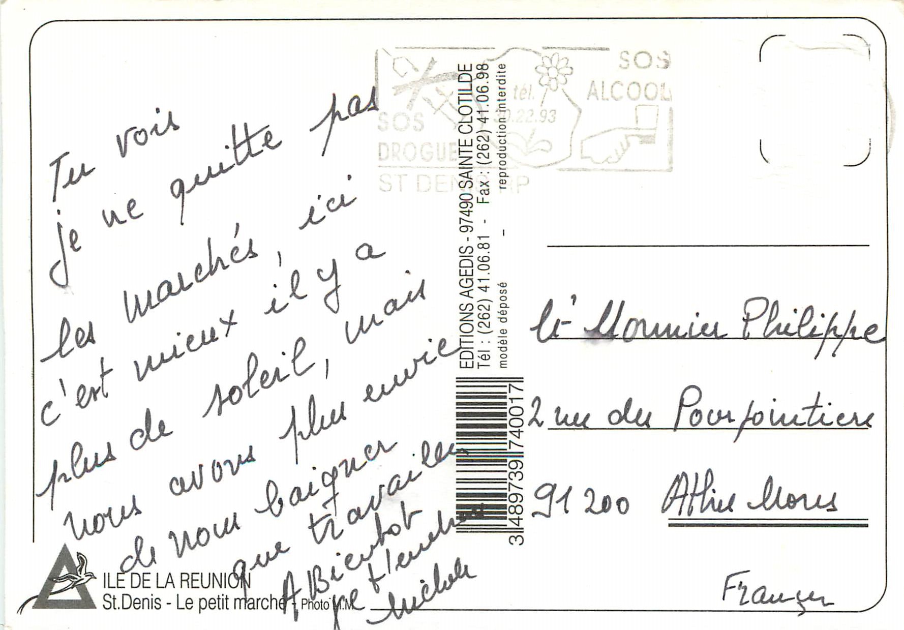 CPM Ile de la Reunion St Denis Le petit marche  — Back