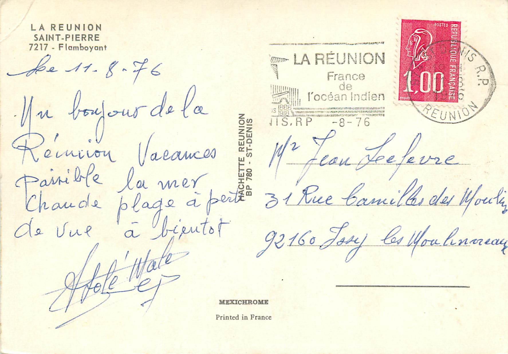 CPM La Reunion Saint Pierre Flamboyant  — Rückseite