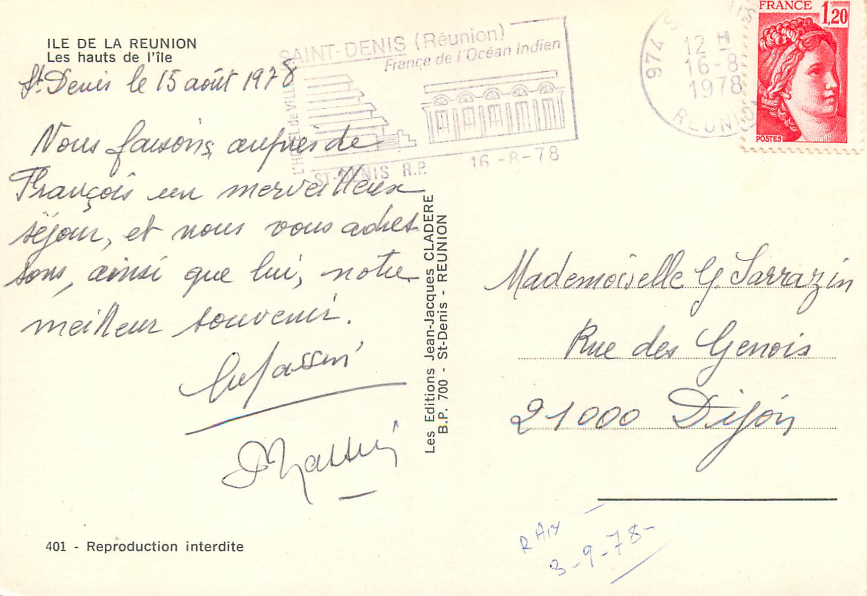 CPM Ile de la Reunion Les hautes de l ile  — Rückseite