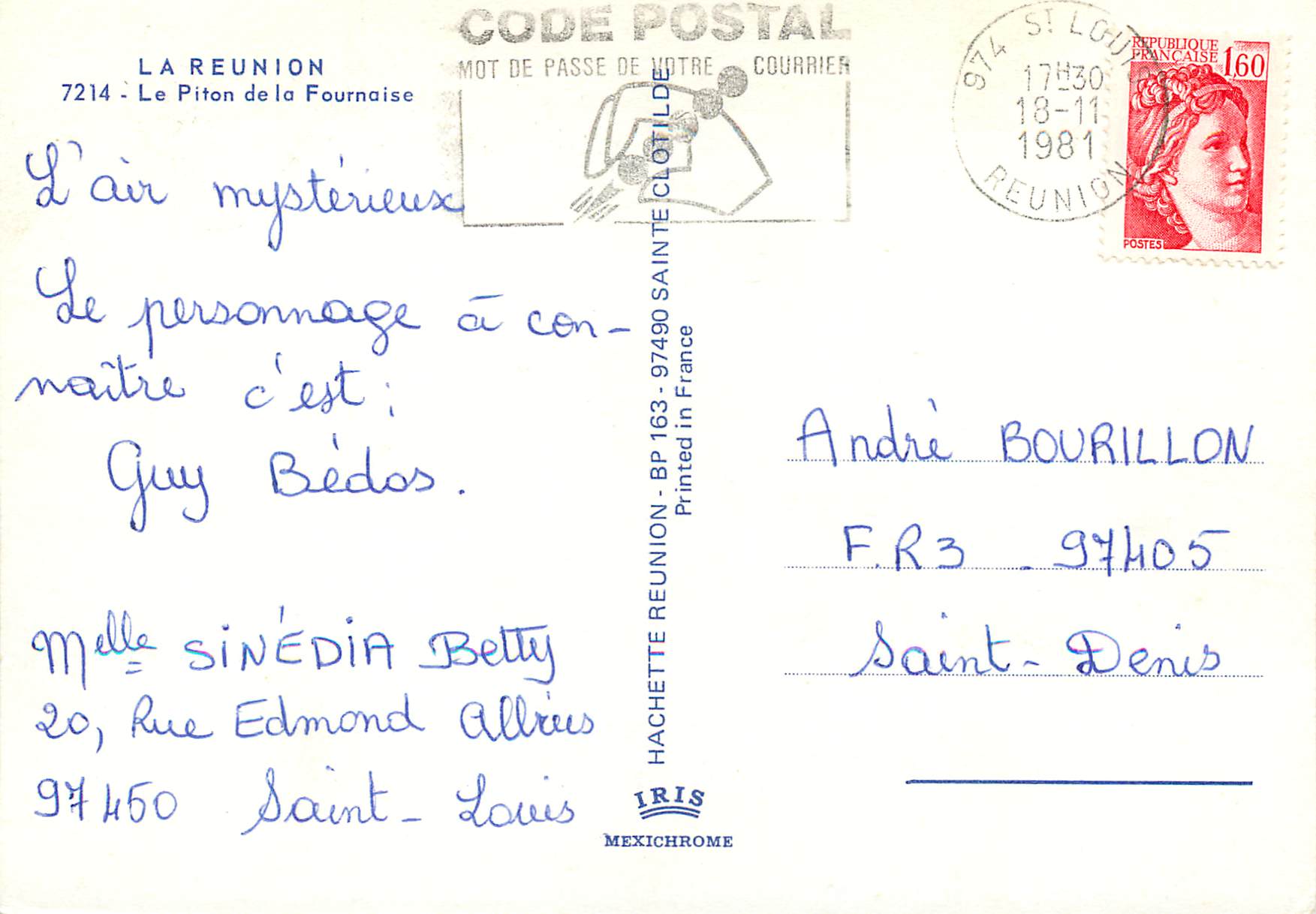 CPM La Reunion Le Piton de la Fournaise  — Rückseite
