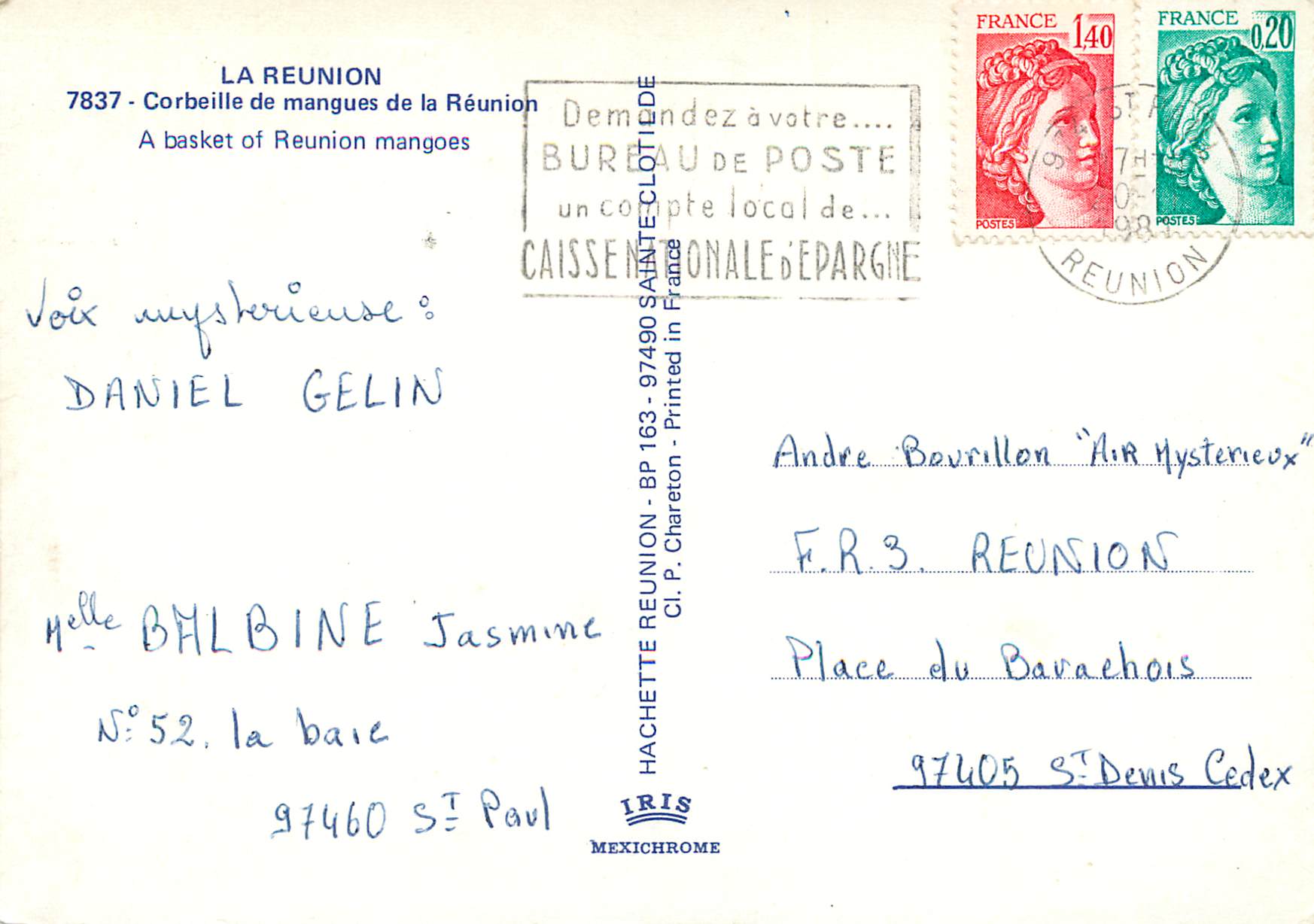 CPM La Reunion Corbeille de mangues de la Reunion  — Verso