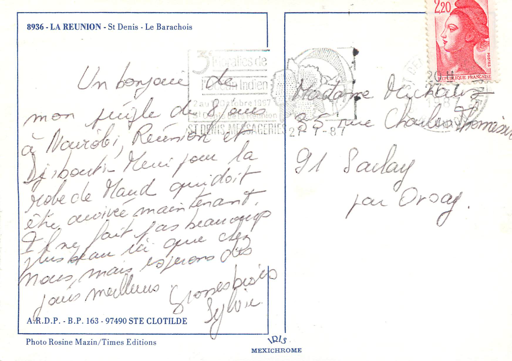 CPM La Reunion St Denis Le Barachois  — Back