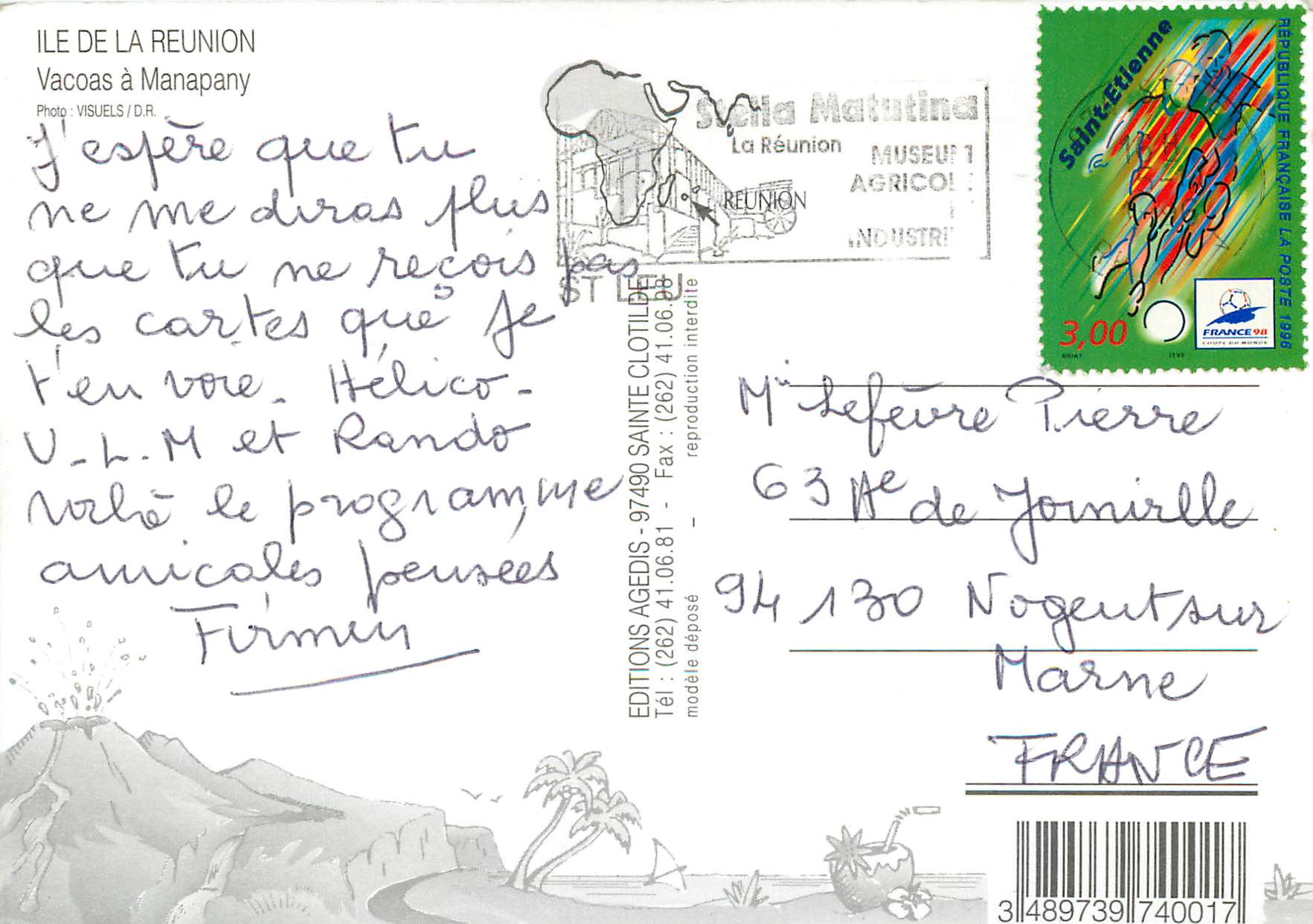 CPM Ile de la Reunion Vacoas a Manapany  — Rückseite
