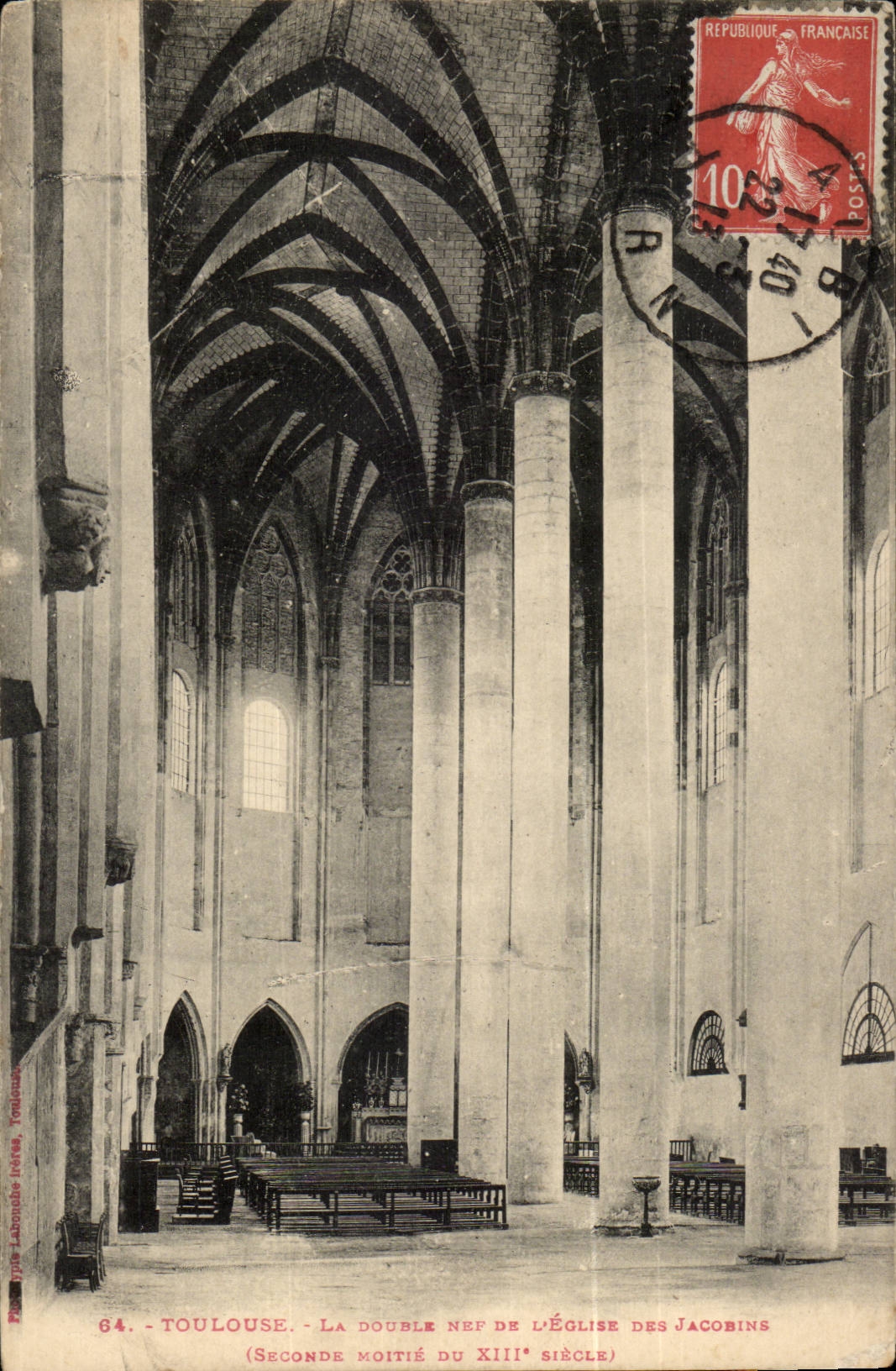 Toulouse CPA La double nef de l'eglise des Jacobins 