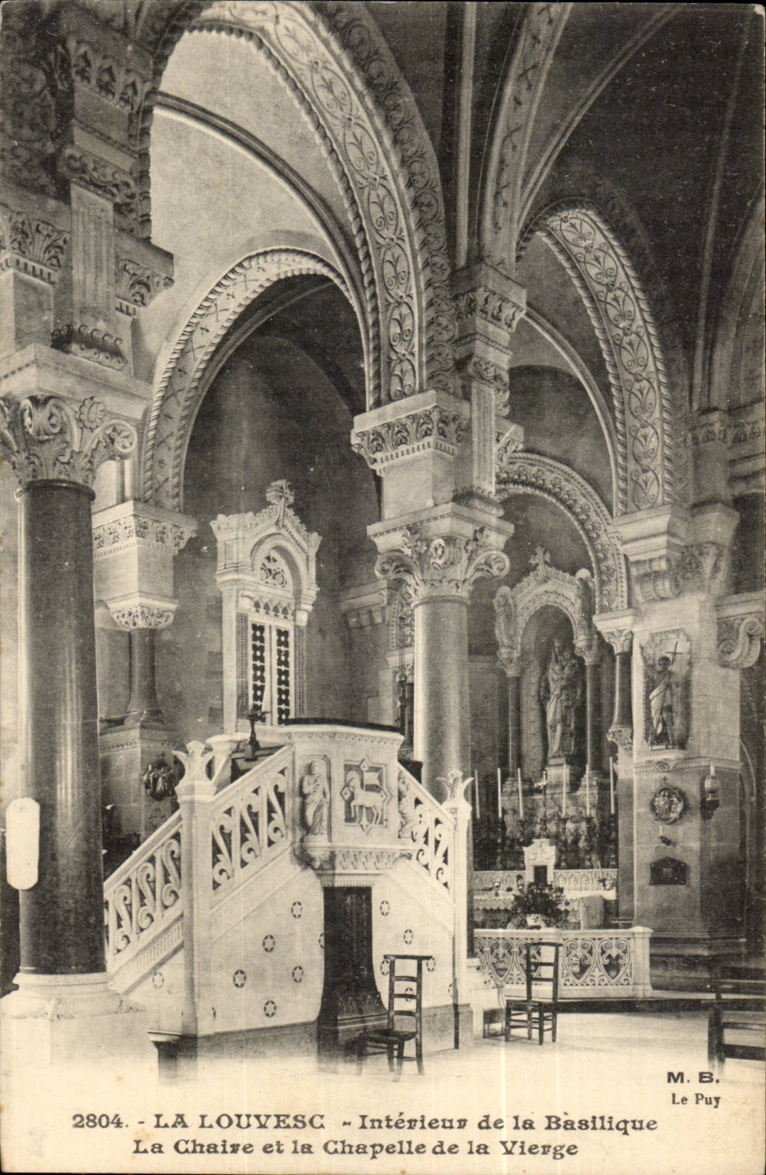 La Louvesc - Intérieur de la Basilique - La Chaire et la Chapelle de la Vierge