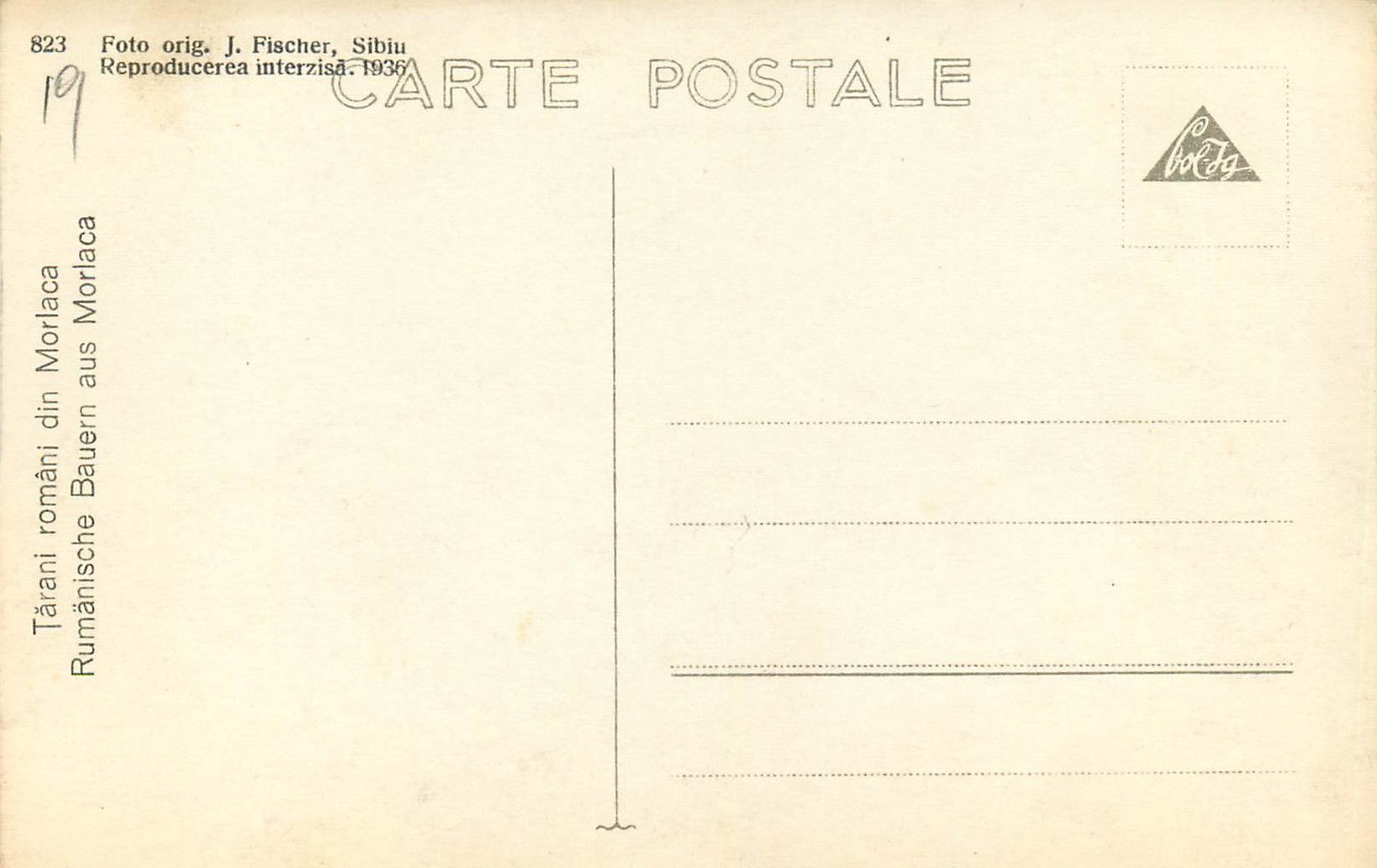 CPA Tarani romani din Morlaca  Folklore — Rückseite