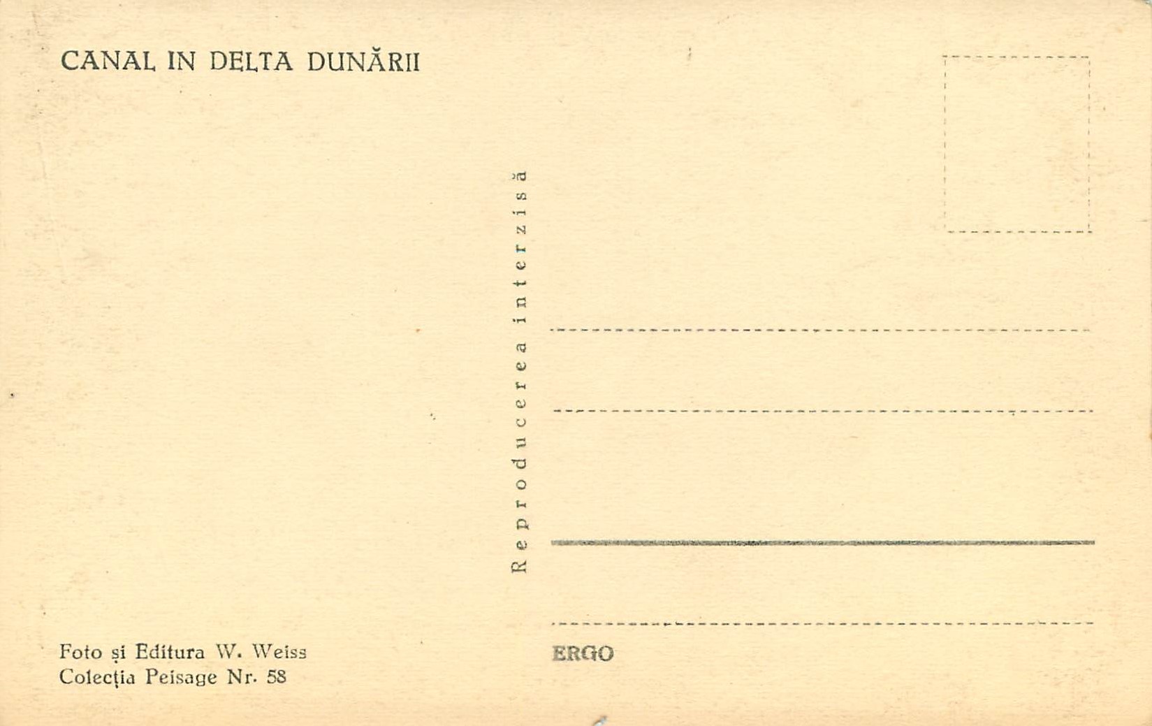 CPA Canal in Delta Dunarii Bateau — Rückseite