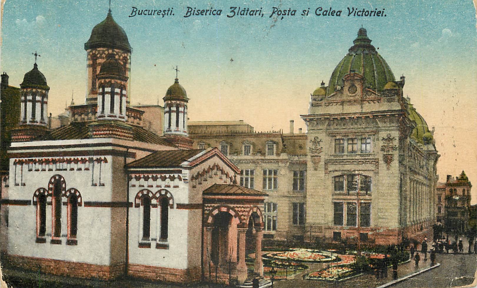 CPA Bucuresti Biserica Posta si Calea Victoriei 