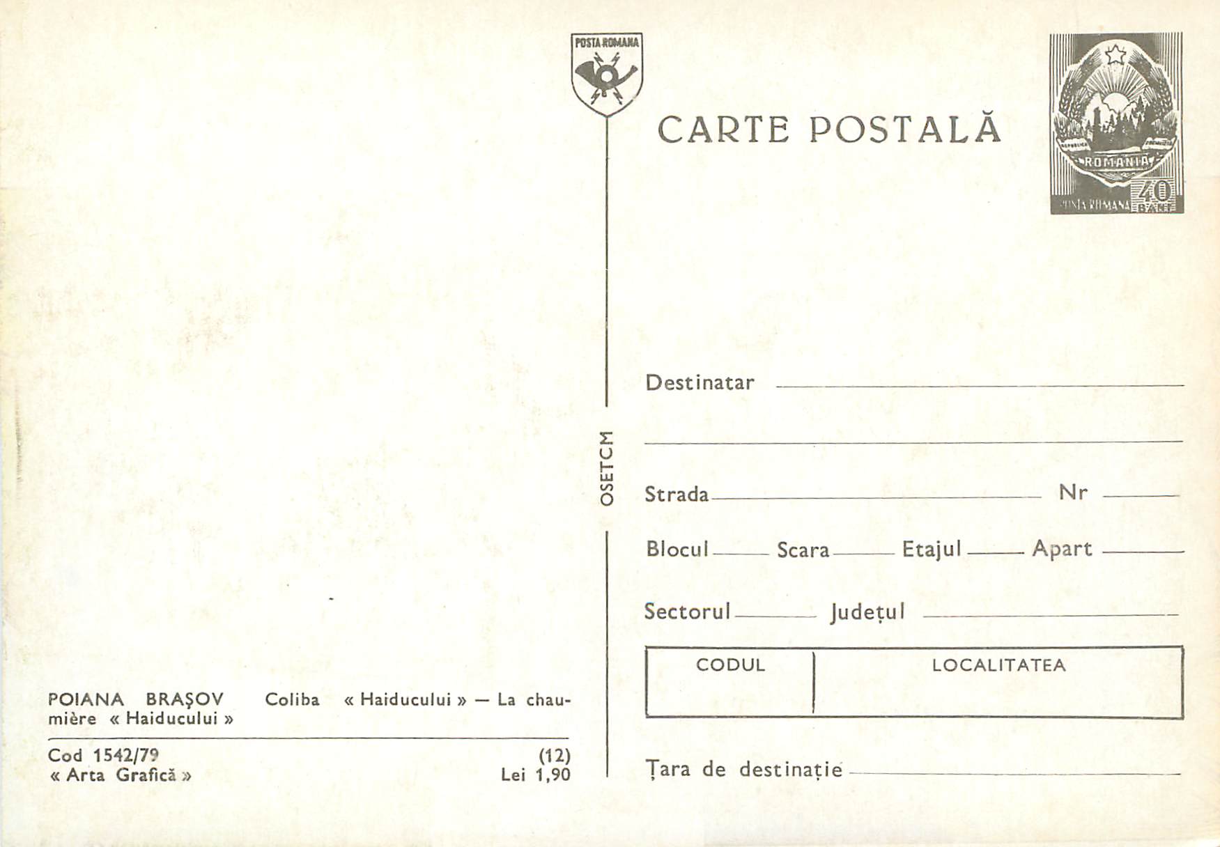 CPM Poiana Brasov La chaumiere  — Back