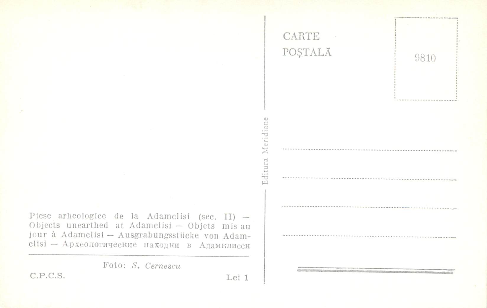 CPM Piese Arheologice de la Adamelisi  — Rückseite