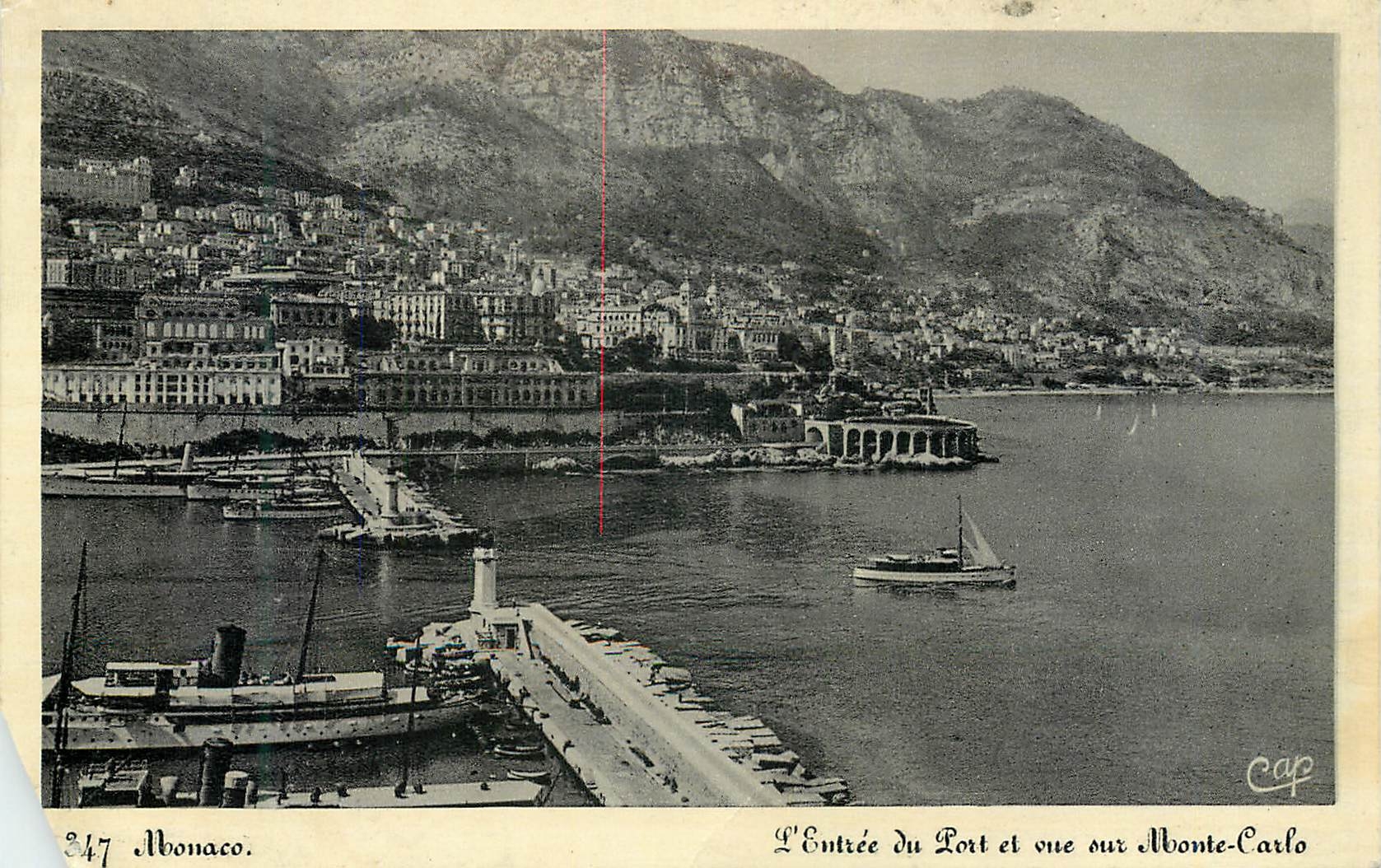 CPA Monaco L Entree du Port et vue sur Monte Carlo 