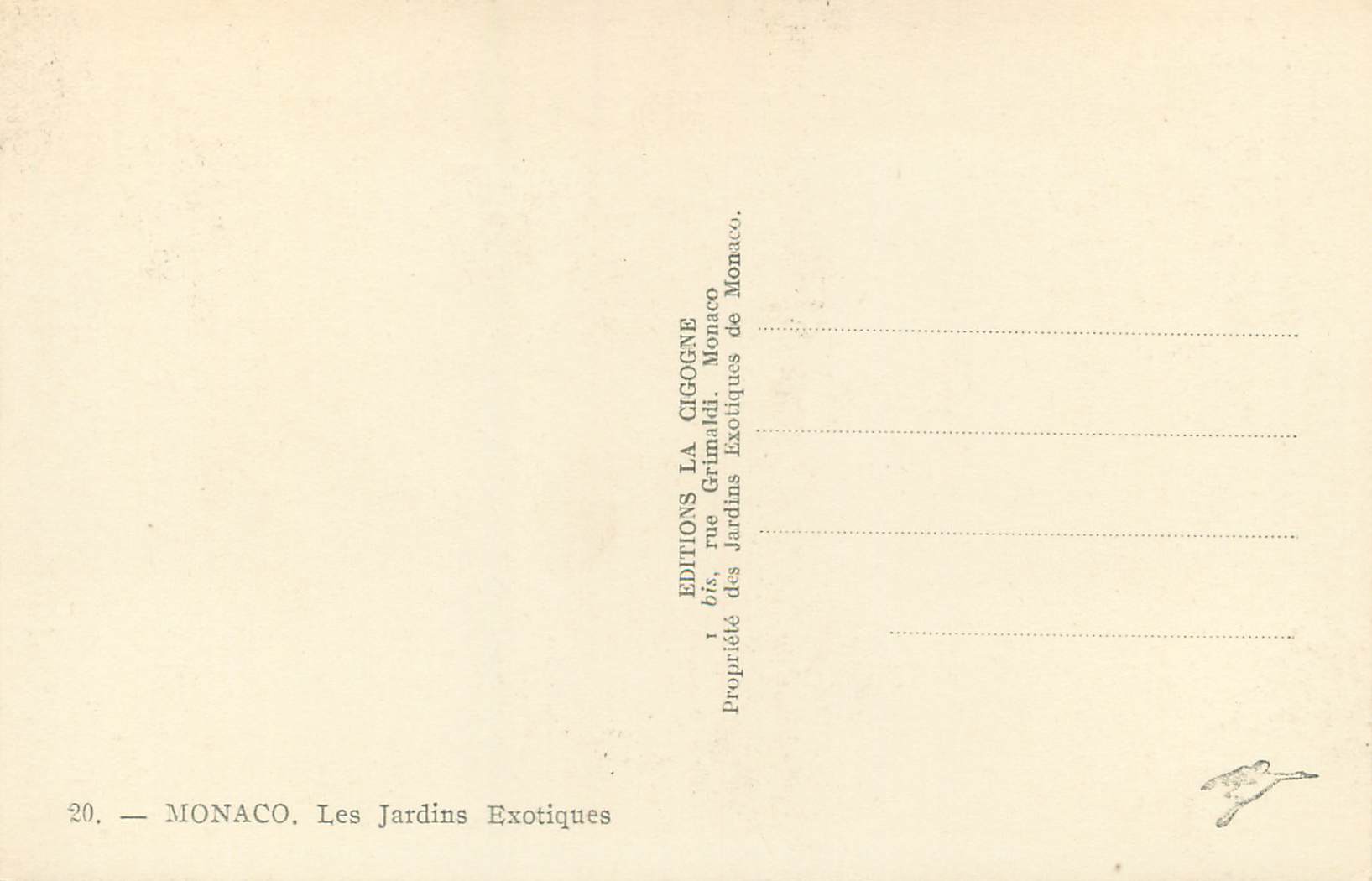 CPA Monaco Les jardins exotiques  — Rückseite