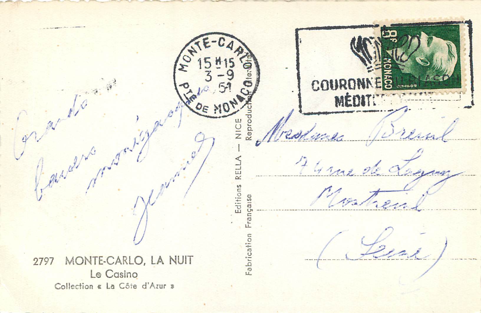 CPM Monte Carlo La nuit Le casino  — Rückseite
