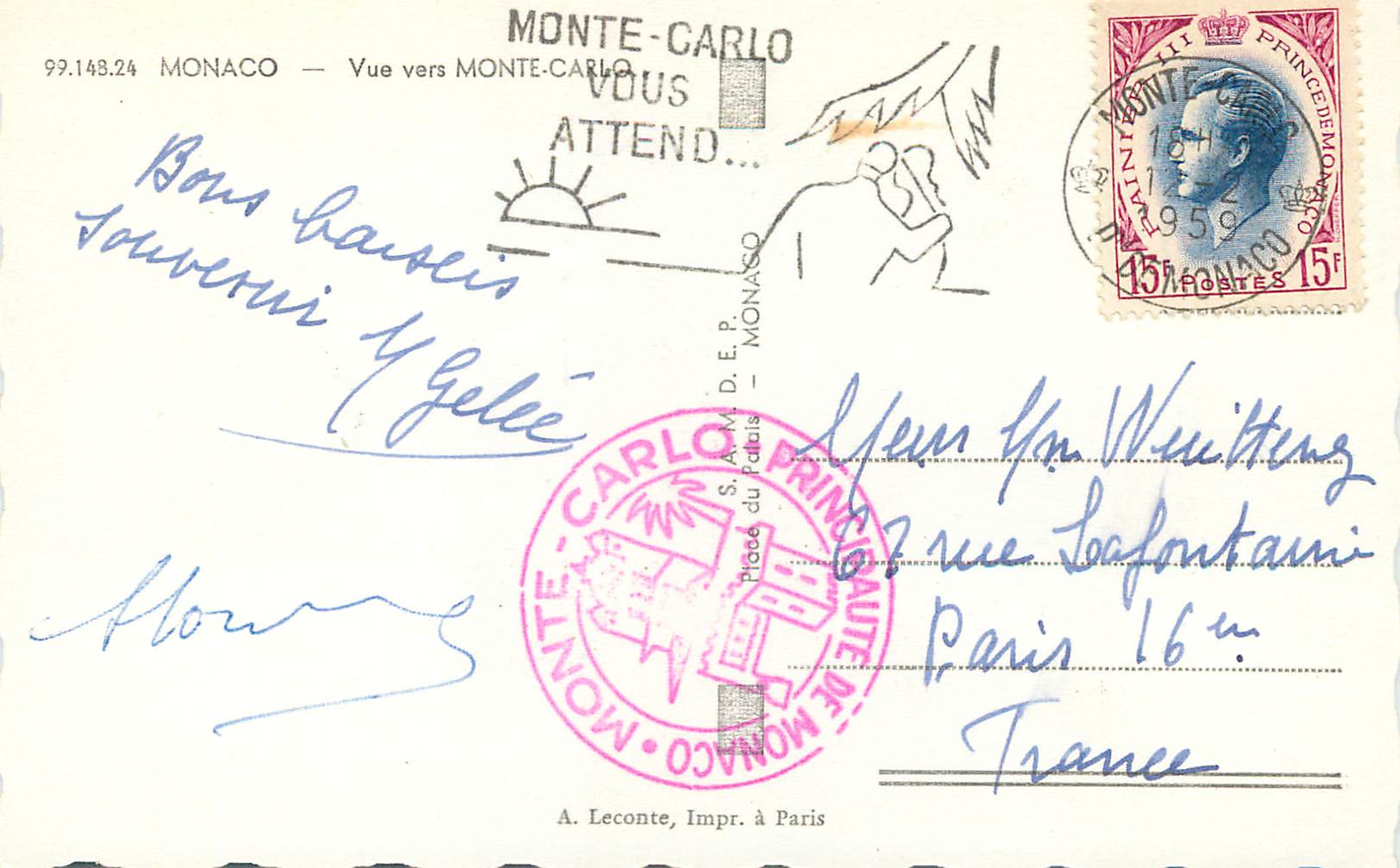 CPM Monaco Vue vers Monte Carlo  — Rückseite