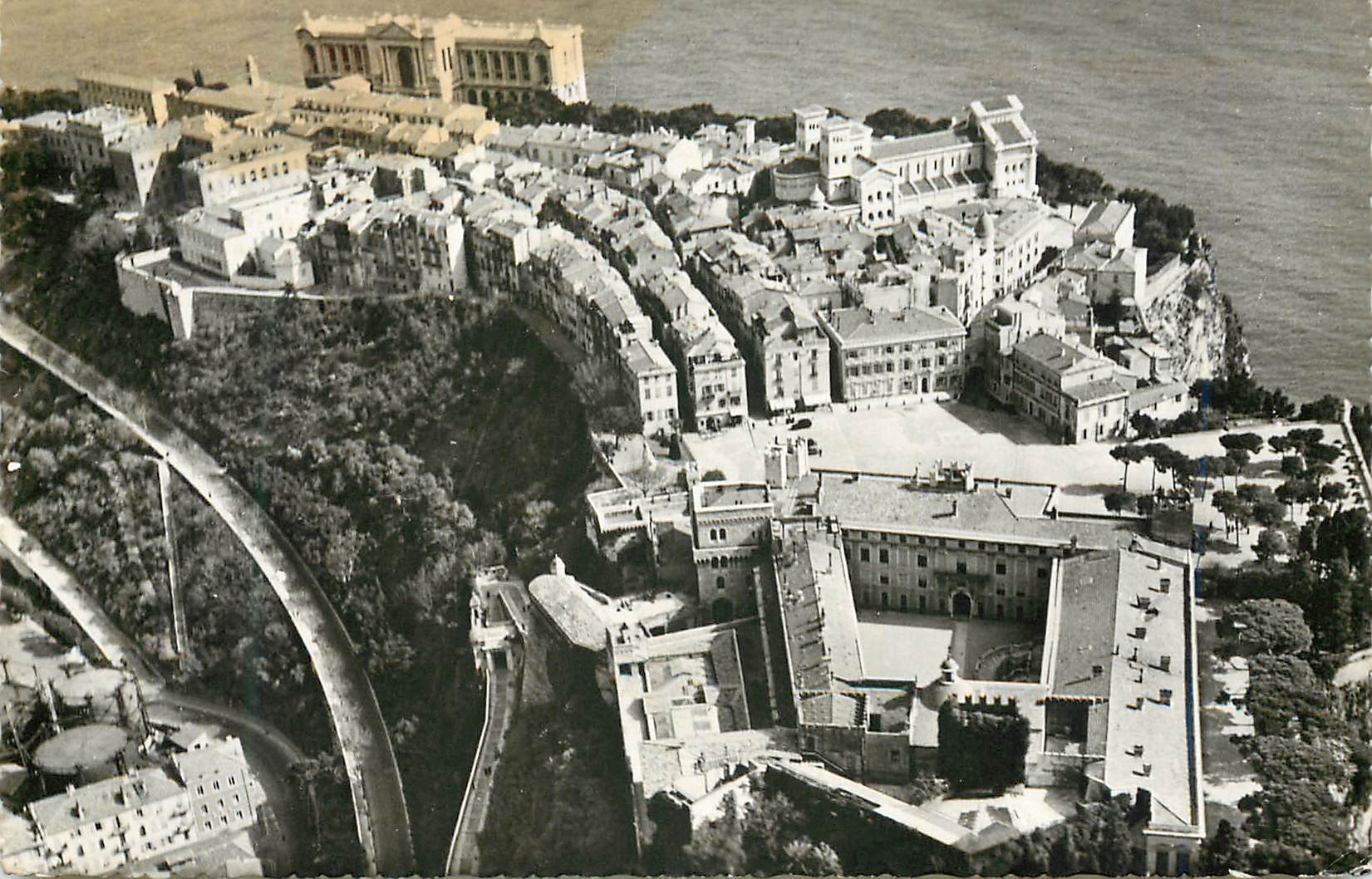 CPM Musee oceanographique de Monaco Vue aerienne du vieux rocher de Monaco Ville 