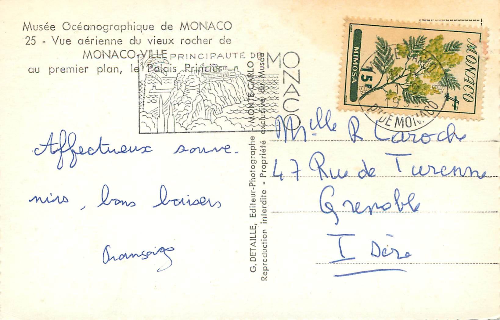 CPM Musee oceanographique de Monaco Vue aerienne du vieux rocher de Monaco Ville  — Rückseite